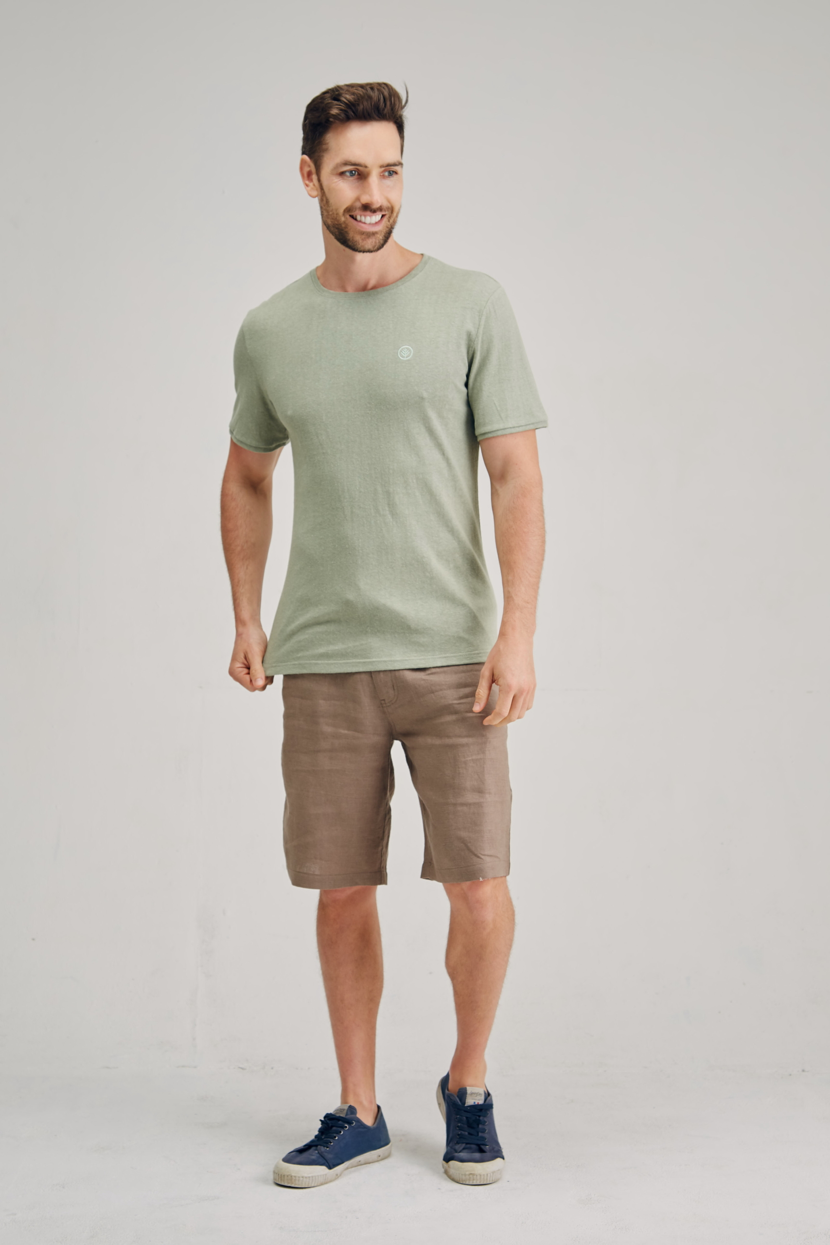 MST2129 SAGE F Men's Hemp Cotton Logo Tee-Sage