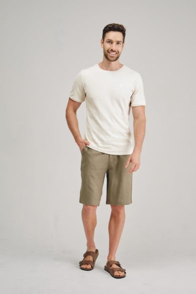 Men's Hemp Cotton Slim Fit Logo Tee-White