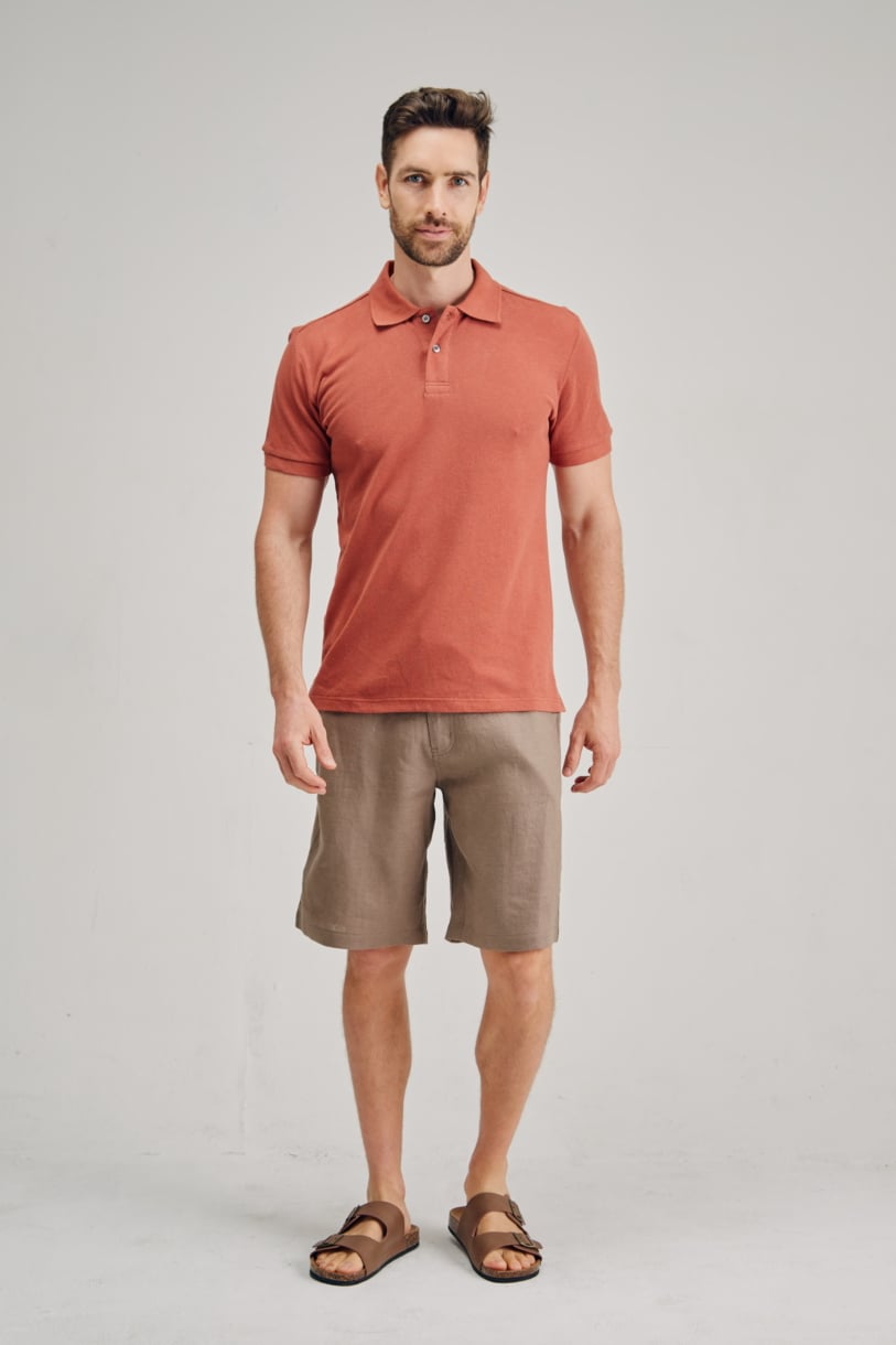 Men's Hemp Cotton Classic Polo-Rust