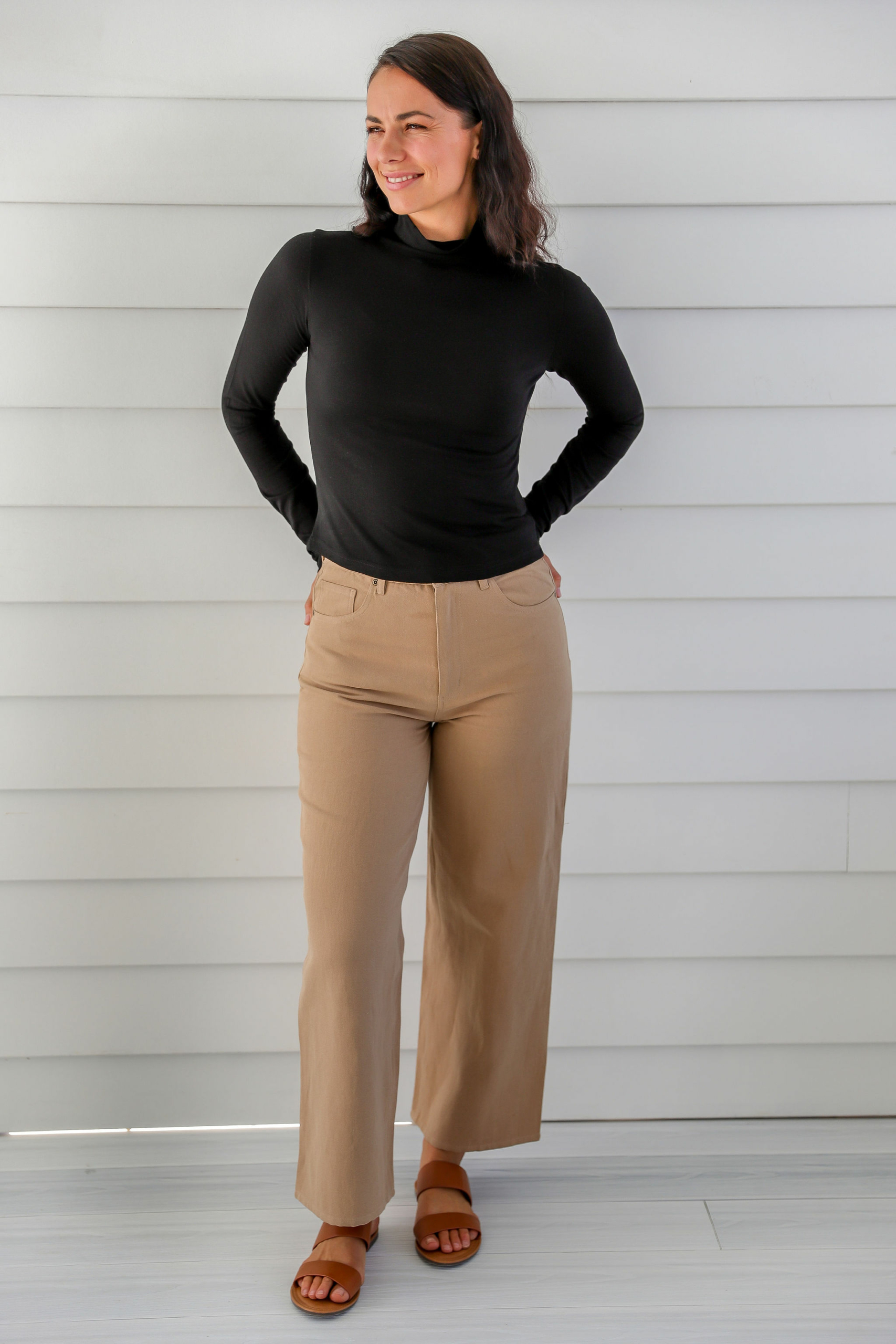 IMG_0970 Ladies' Bamboo Cotton Turtle Neck Top-Black