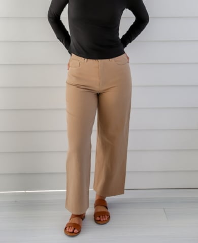 Ladies' Hemp Wide Leg Pants-Dark Navy