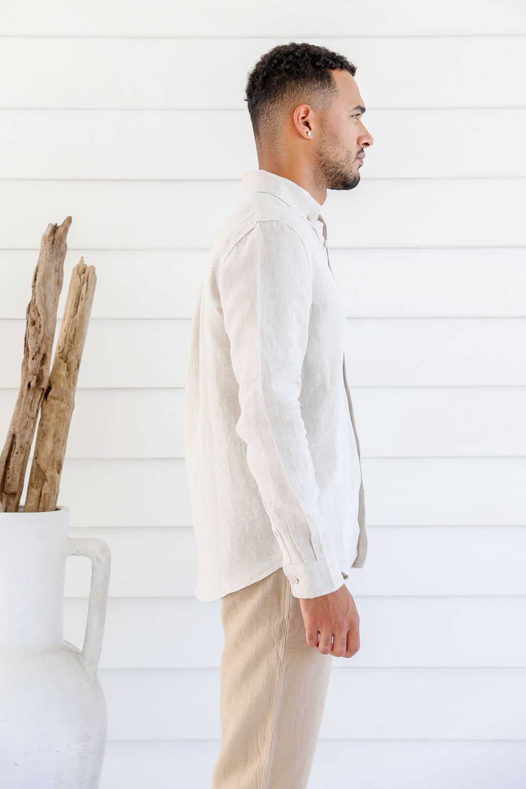 MWT2202 NATURAL (3) Men's Pure Hemp Fit Long Sleeve Shirt-Natural