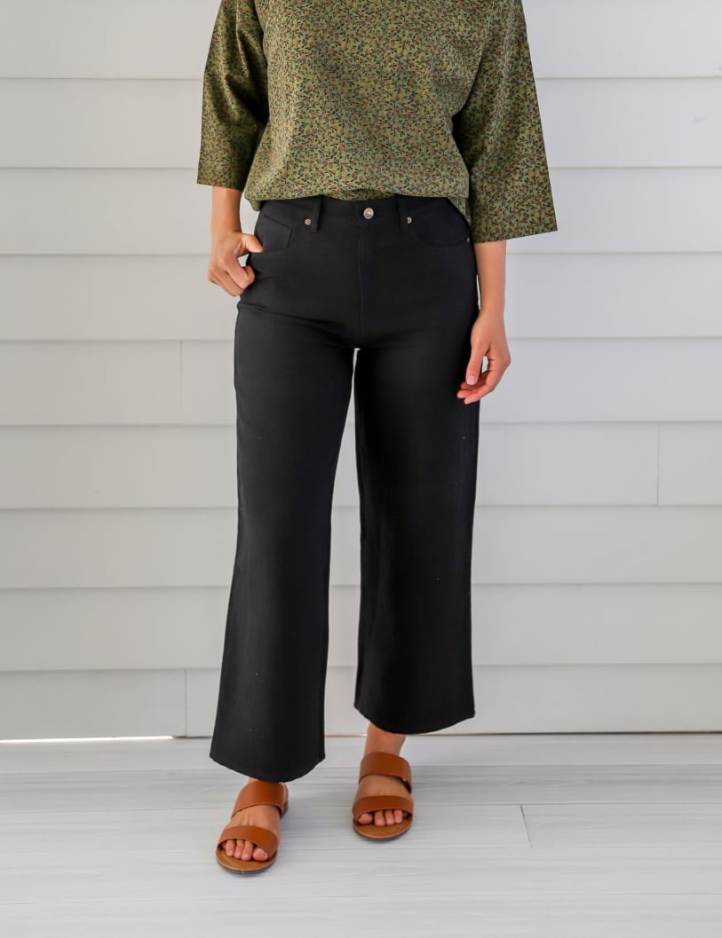 Ladies' Hemp Wide Leg Pants-Dark Navy