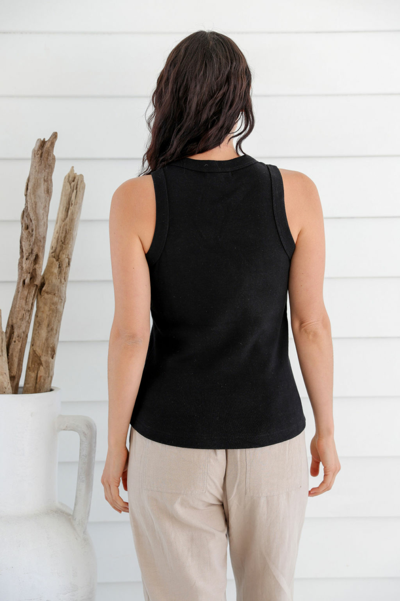 Ladies' Hemp Cotton Rib Vest-Black