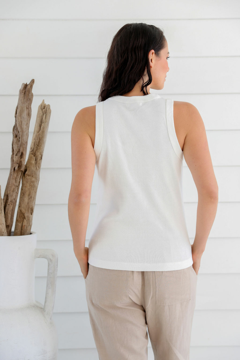 Ladies' Hemp Cotton Rib Vest-White