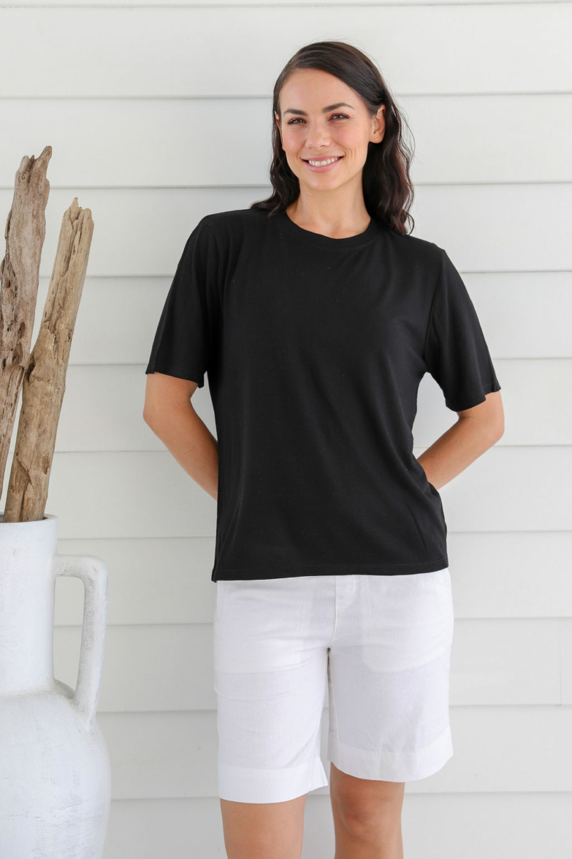 Ladies' Bamboo Cotton Oversize Tee-Black