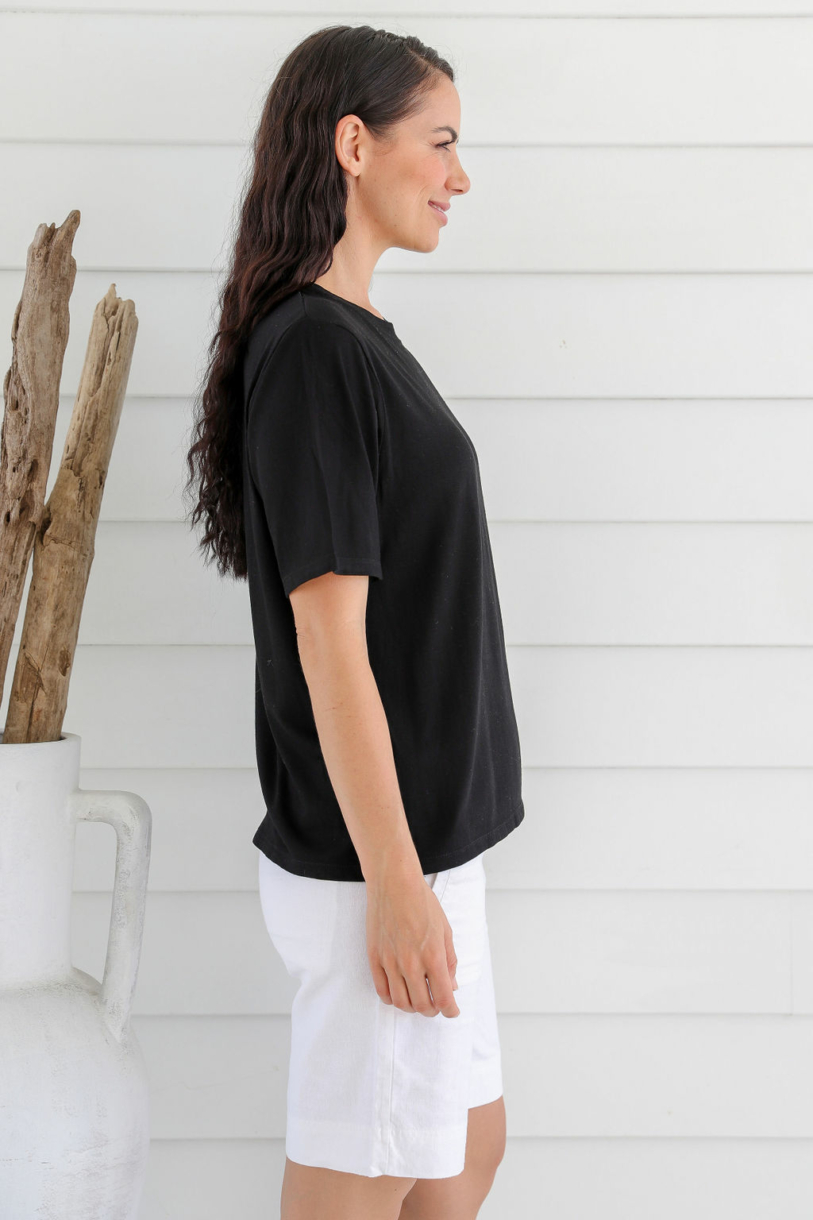 Ladies' Bamboo Cotton Oversize Tee-Black