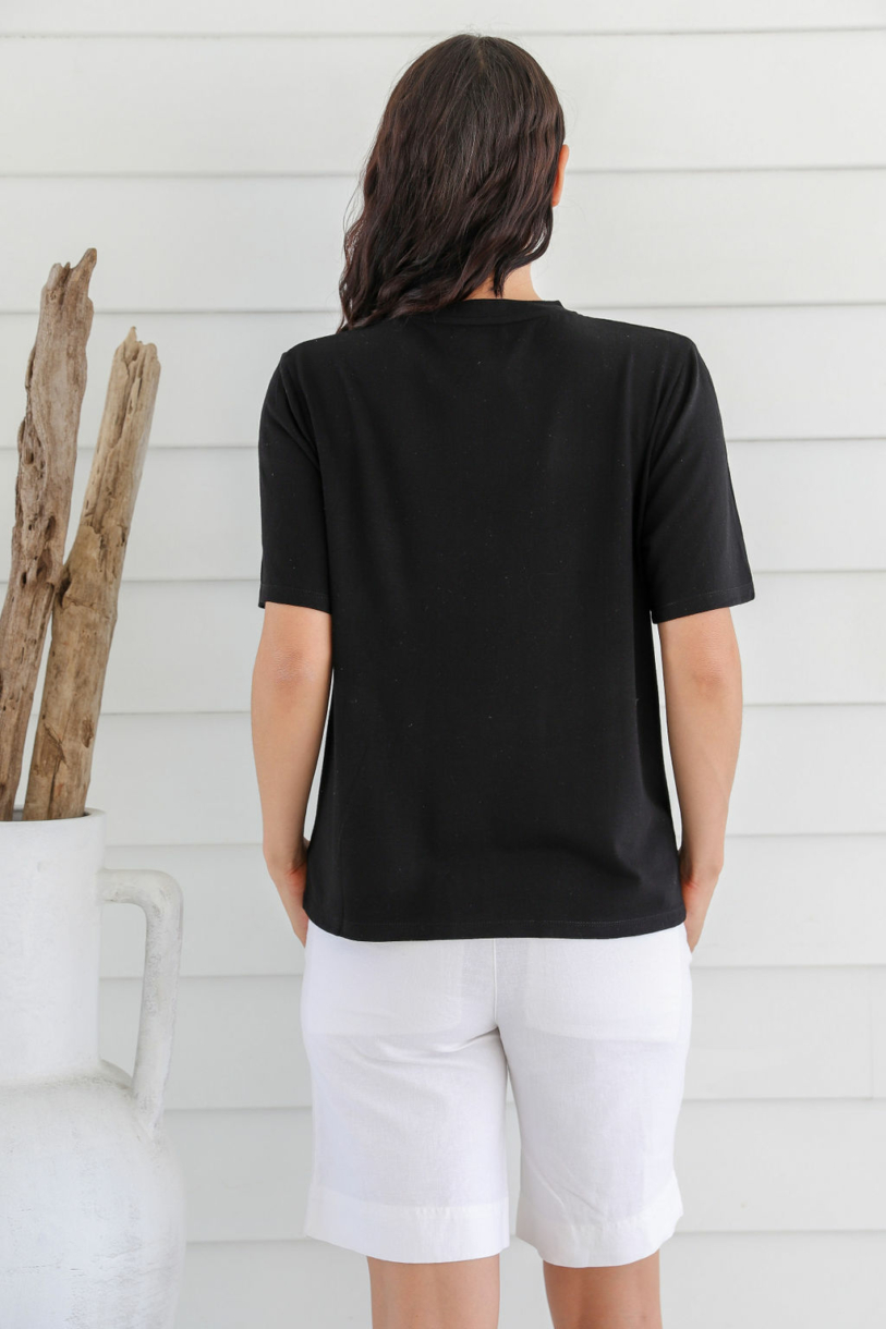 Ladies' Bamboo Cotton Oversize Tee-Black