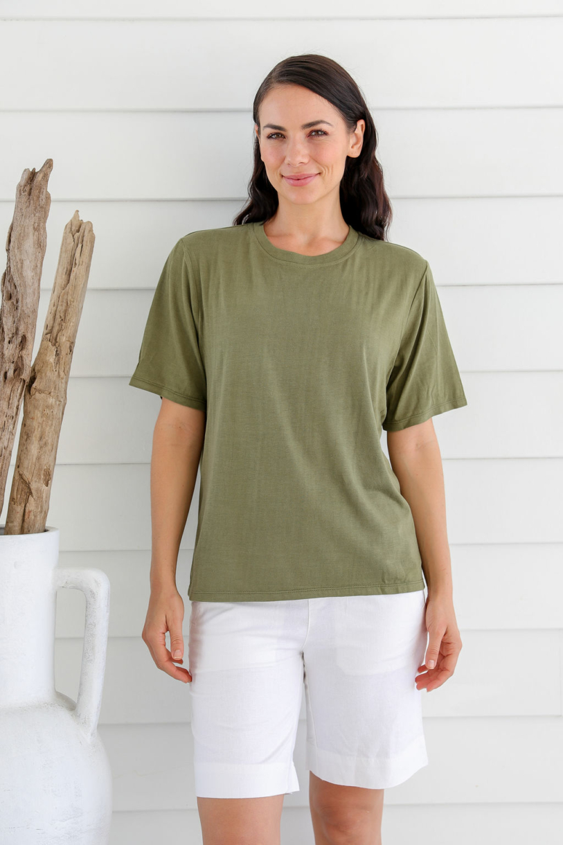 Ladies' Bamboo Cotton Oversize Tee-Olive