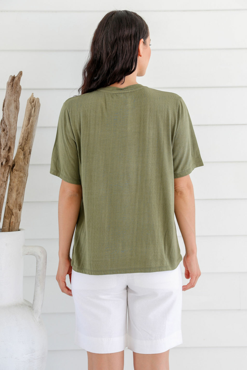 Ladies' Bamboo Cotton Oversize Tee-Olive