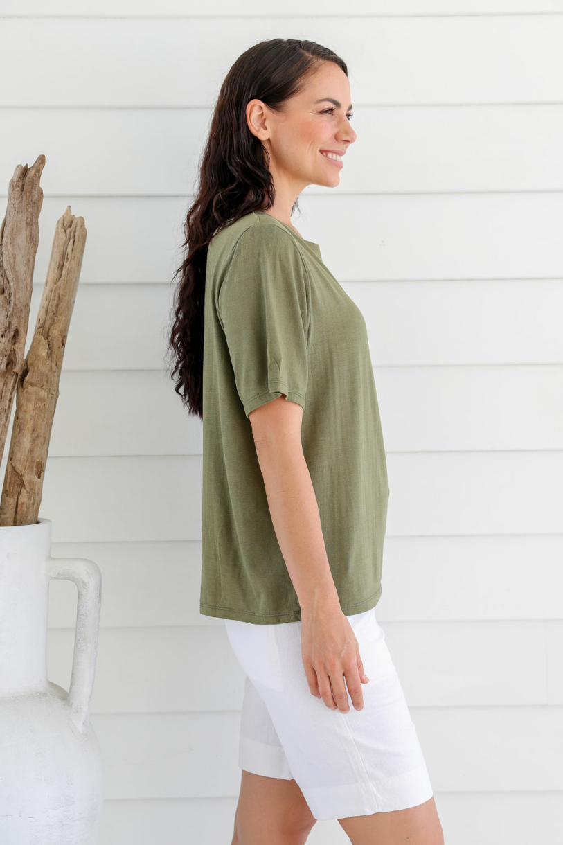 Ladies' Bamboo Cotton Oversize Tee-Olive