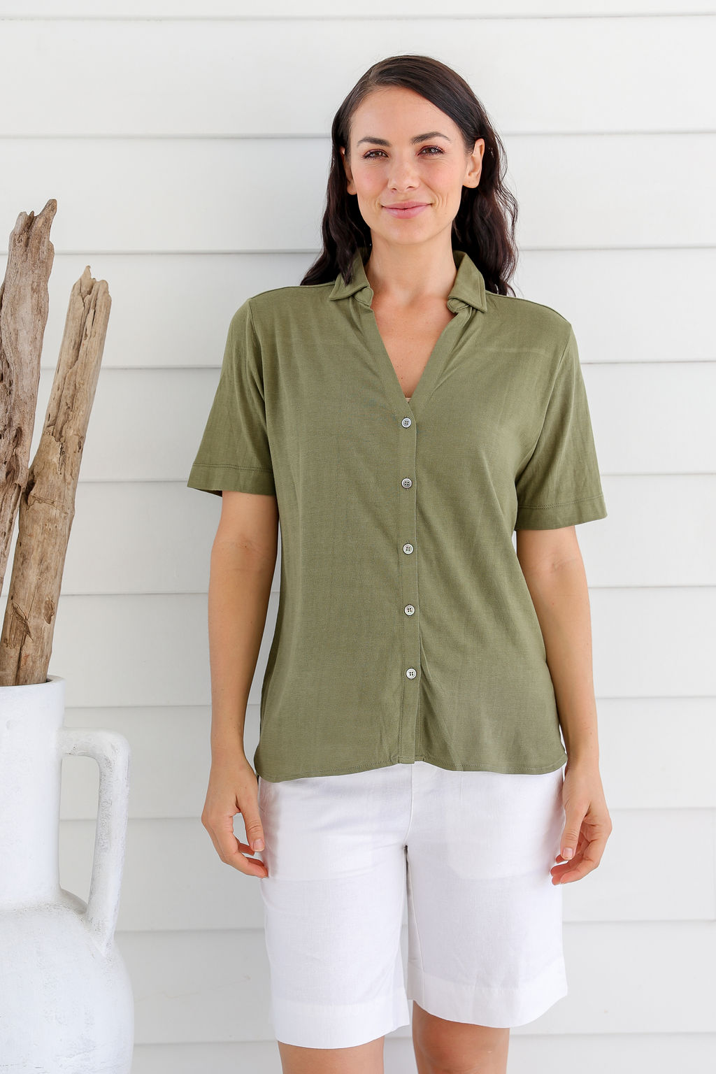 LST2264 OVLIVE 1 Ladies' Bamboo Jersey Short Sleeve Shirt-Sudan Brown