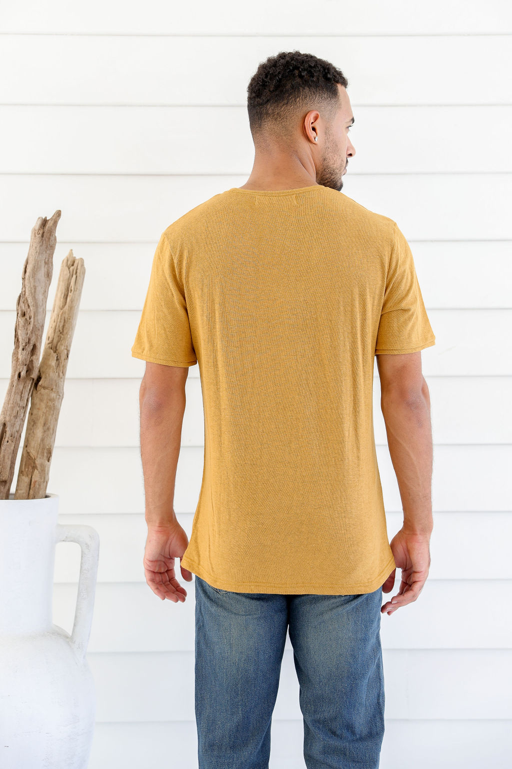 MST2228 MUSTARD B Men's Hemp Cotton Short Sleeve Logo Tee-Olive