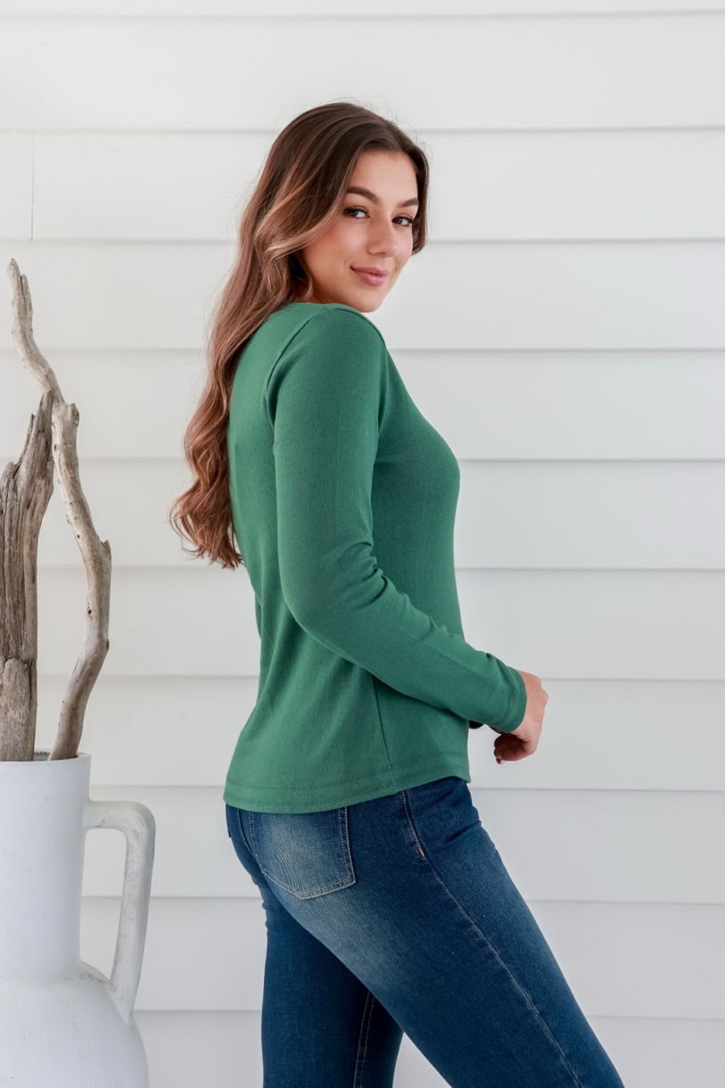 Ladies' Hemp Cotton Long Sleeve Tee-Green