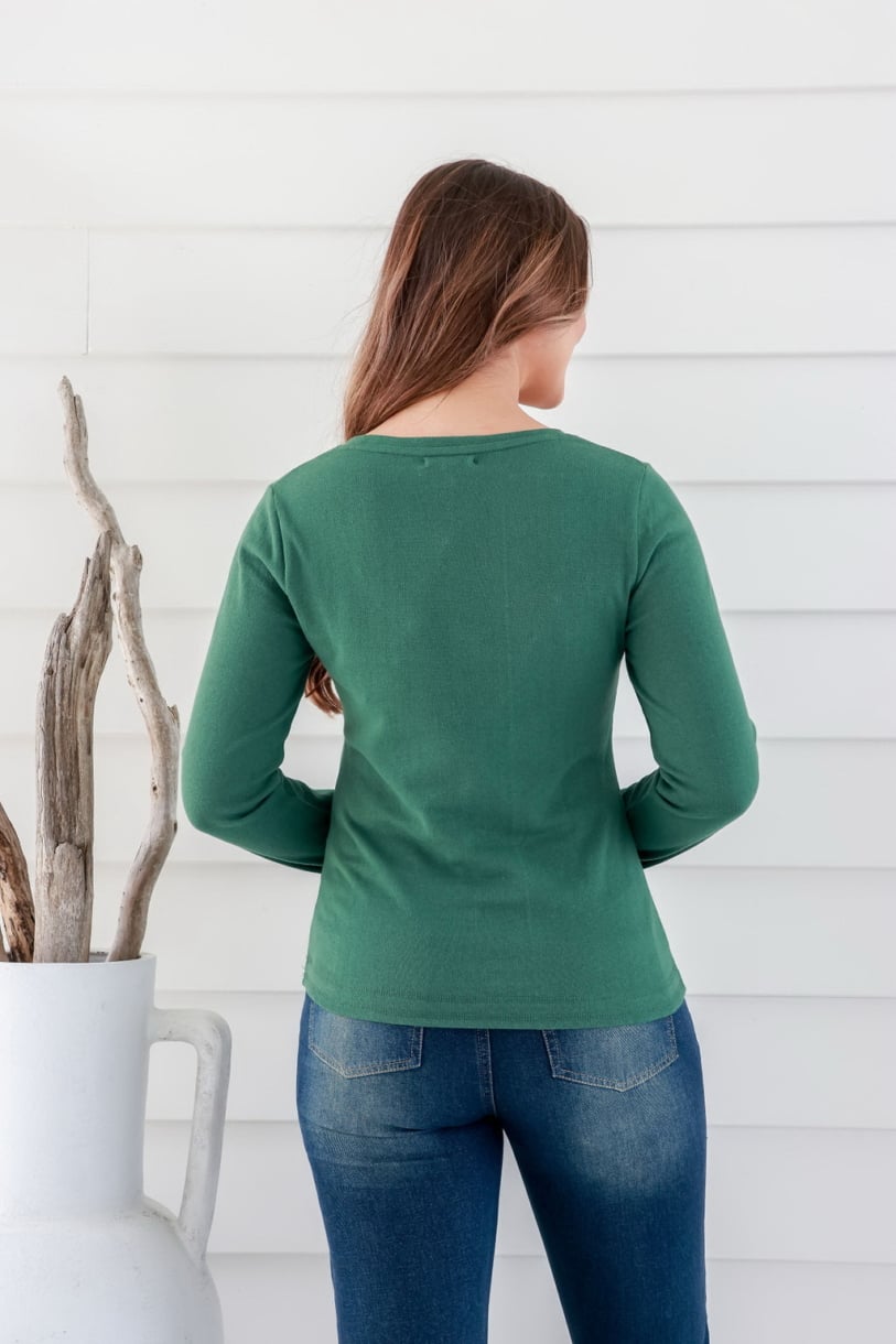 Ladies' Hemp Cotton Long Sleeve Tee-Green