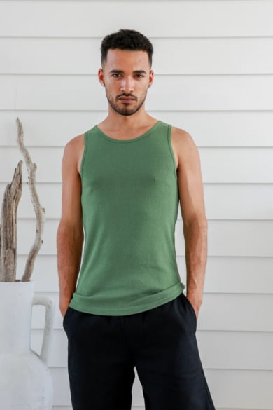 Men's Hemp Cotton Tank-Green