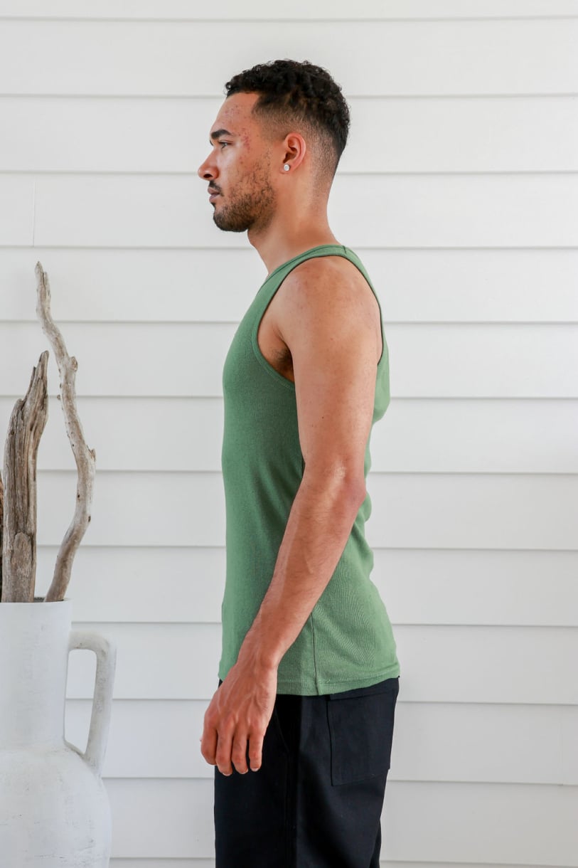 Men's Hemp Cotton Tank-Green