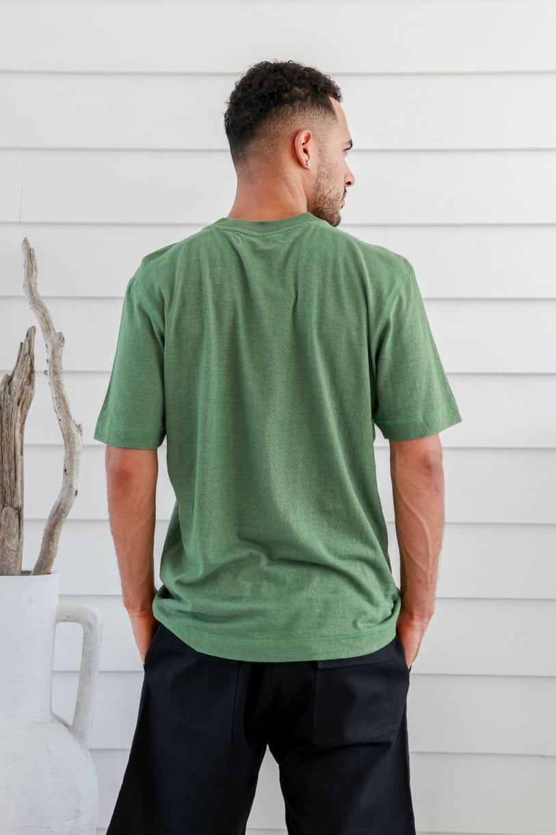 Men's Hemp Cotton Button Tee-Natural