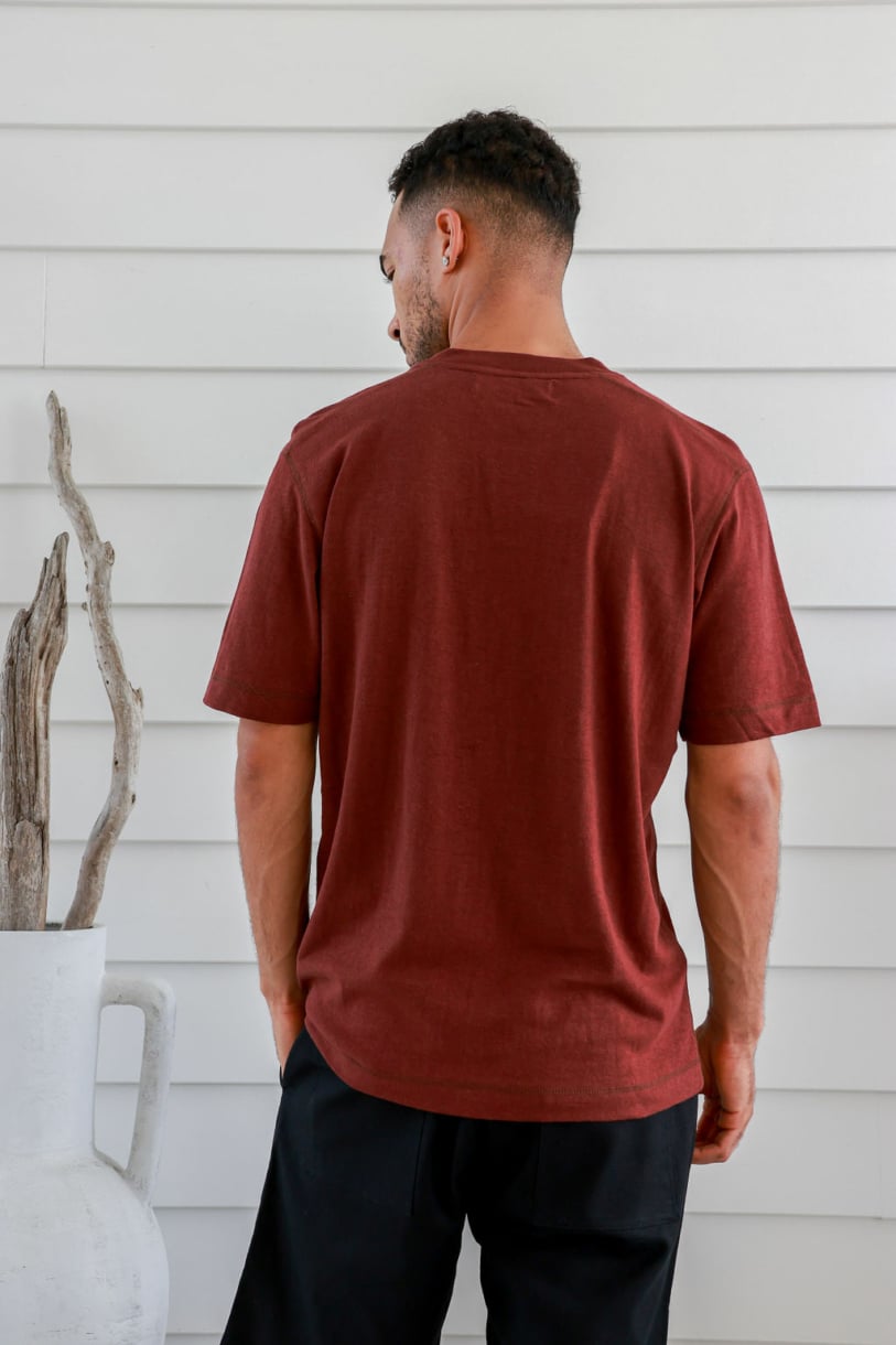 Men's Hemp Cotton Button Tee-Natural