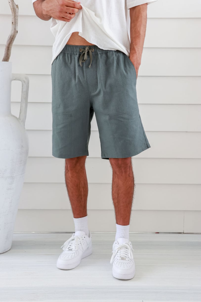 Men's Premium Hemp Elastic Waist Shorts - Black