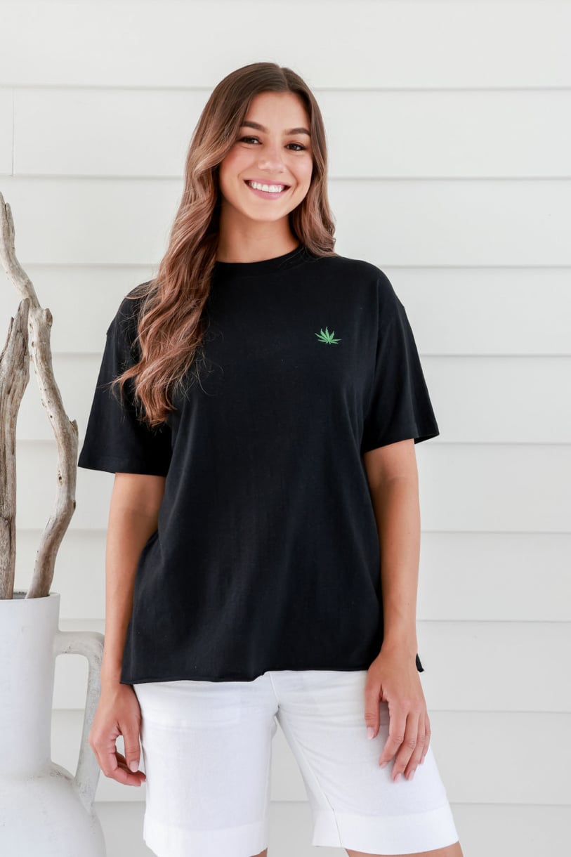 Unisex Hemp Cotton  Logo Tee-Black