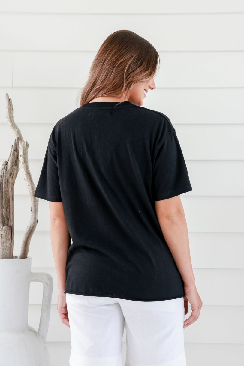 Unisex Hemp Cotton  Logo Tee-Black