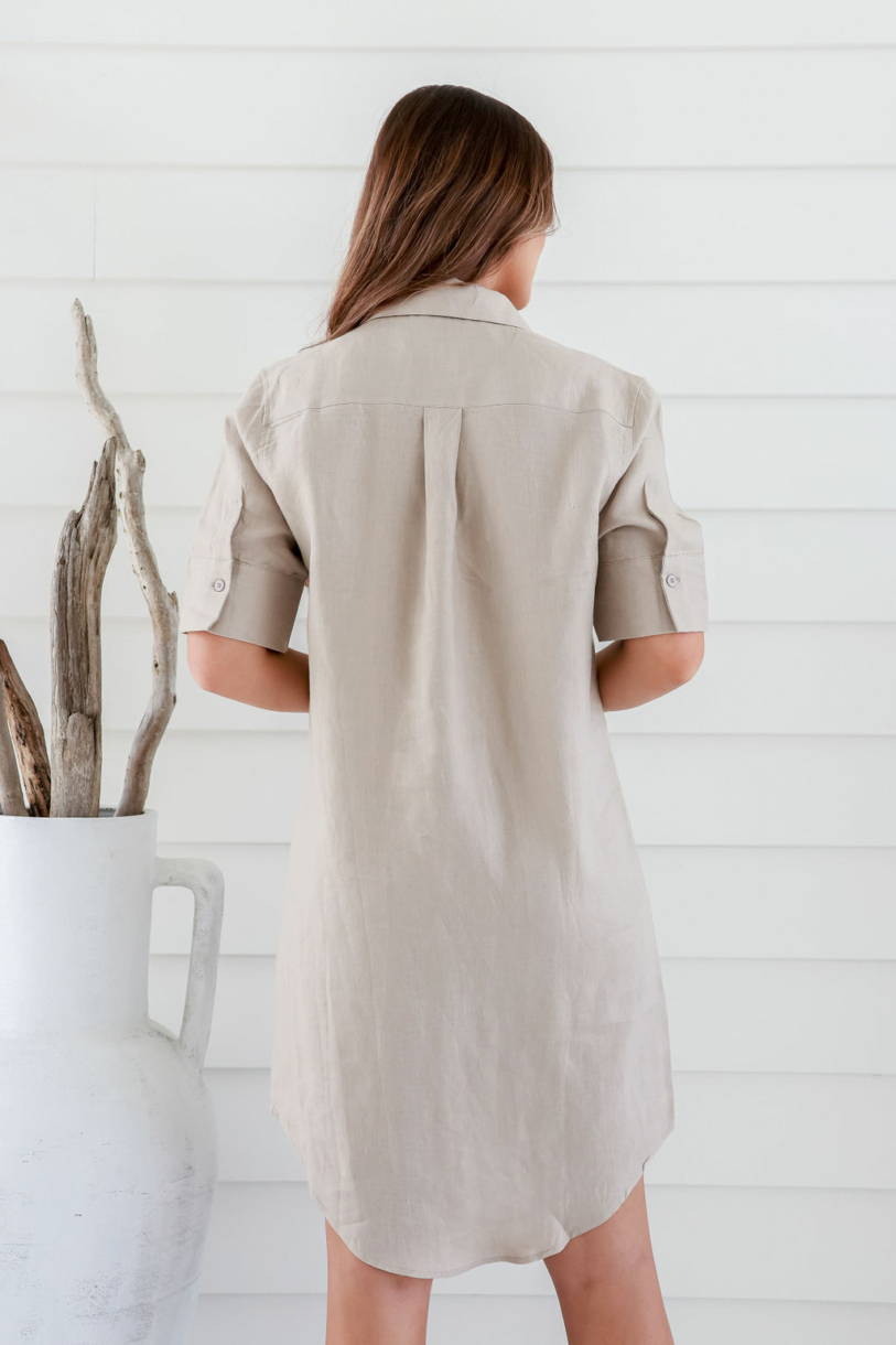 Ladies' Hemp Cotton Split Sleeveless Dress-Black