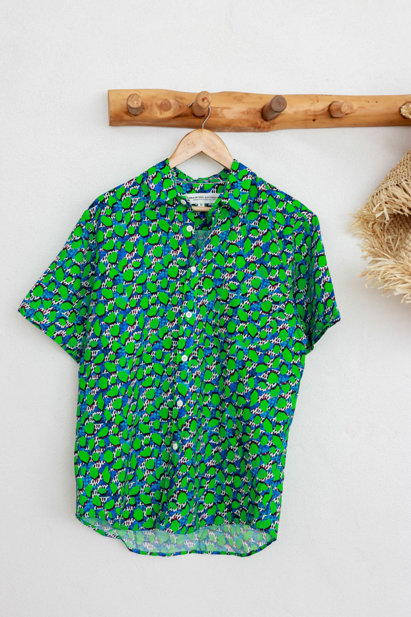 Men's Hemp Cotton Short Sleeves Shirt-Green