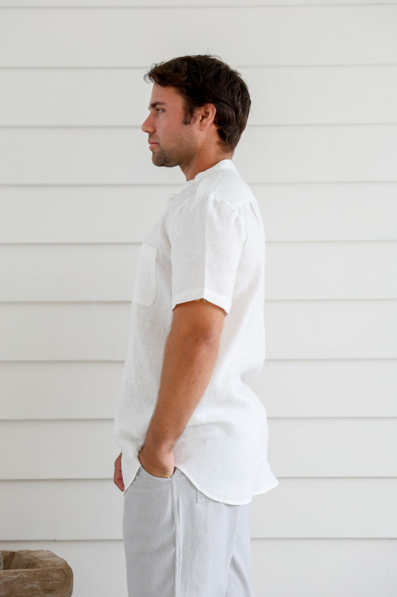Men's 100%Hemp Grandpa Short Sleeve Shirt-Bone