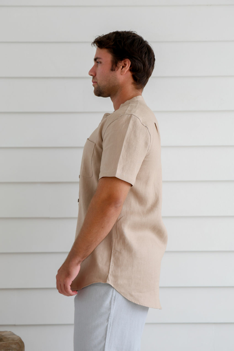 Men's 100%Hemp Grandpa Short Sleeve Shirt-Bone