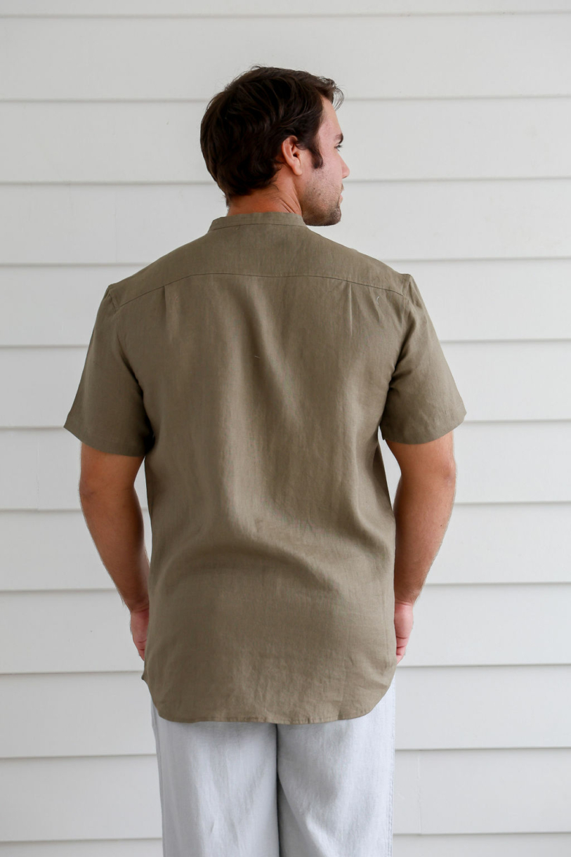 Men's 100%Hemp Grandpa Short Sleeve Shirt-Bone