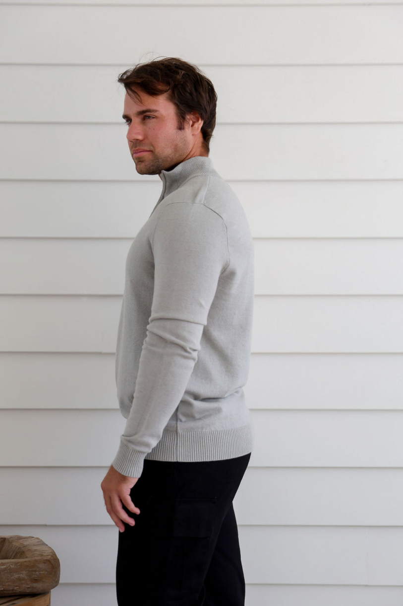 MEN'S HEMP COTTON KNIT ZIP SWEATE-RED