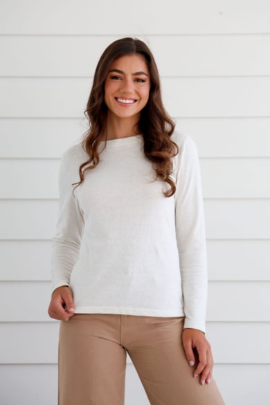 Ladies' Hemp Cotton Long Sleeves Tee-Navy