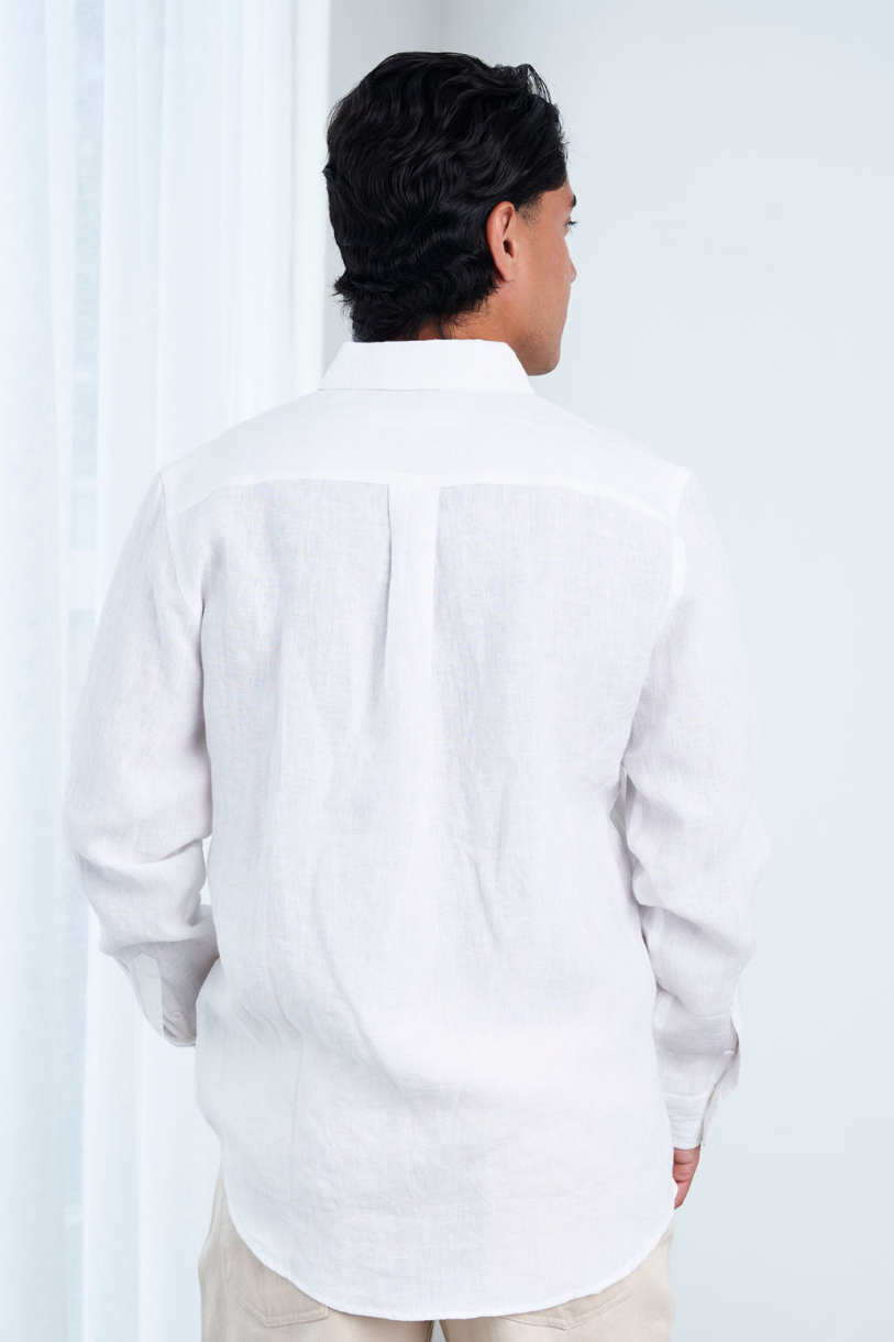Men's 100%Hemp Slim Fit Long Sleeve Shirt-White