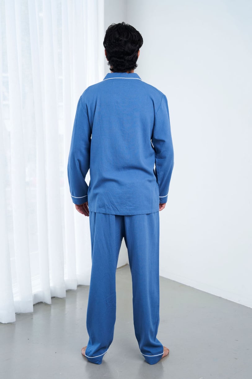 Unisex Hemp Rayon Long Sleeves Pajama Set-Natural