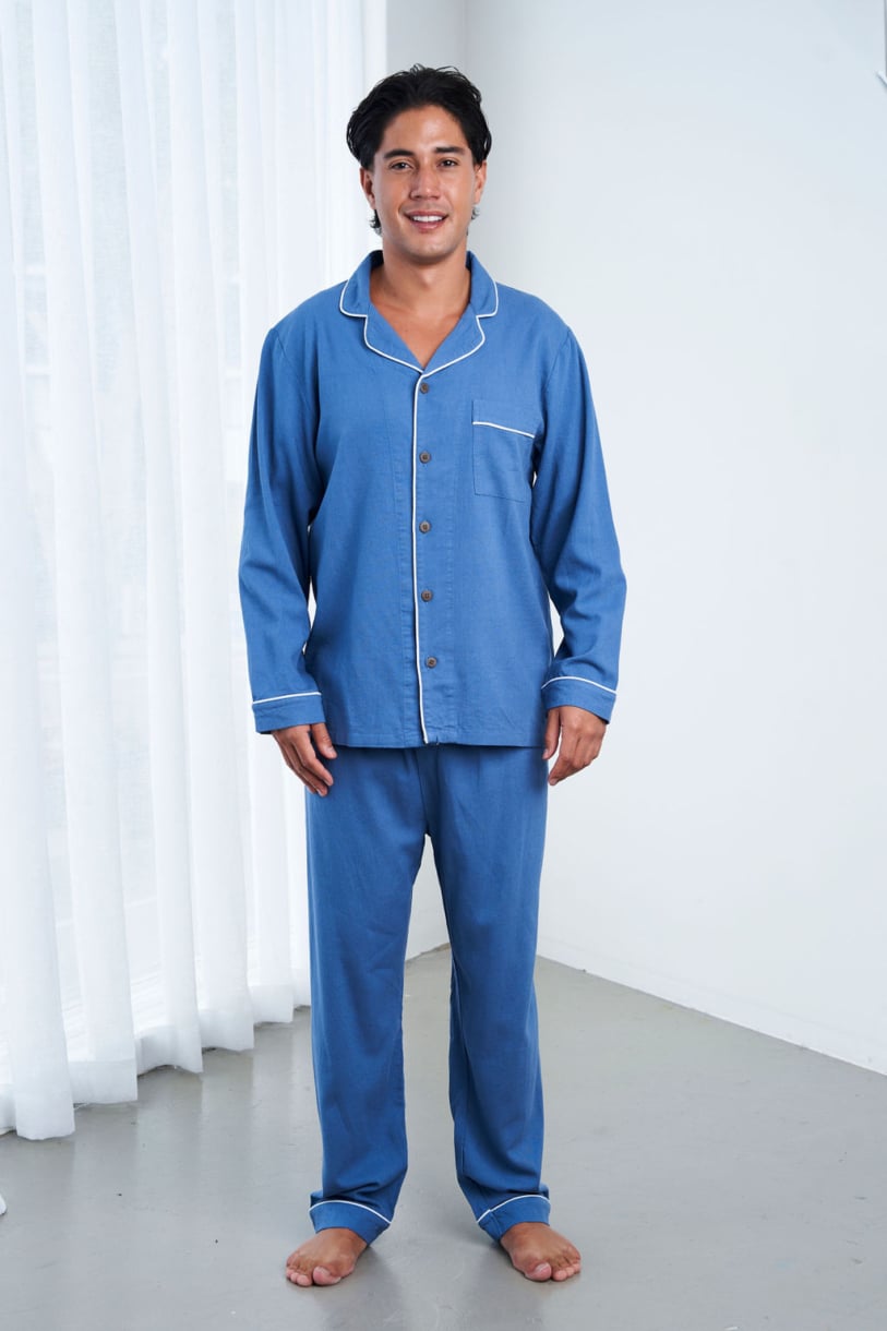 Unisex Hemp Rayon Long Sleeves Pajama Set-Natural