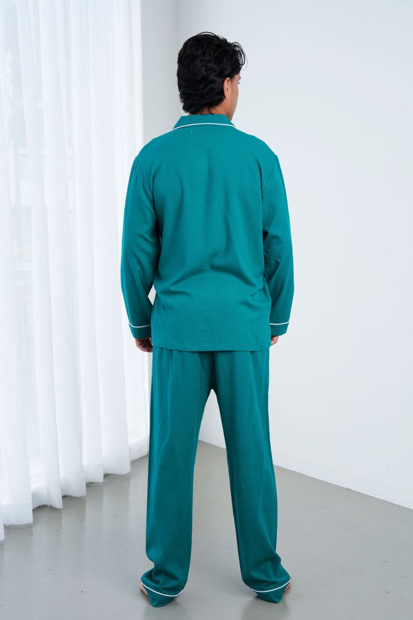 Unisex Hemp Rayon Long Sleeves Pajama Set-Natural