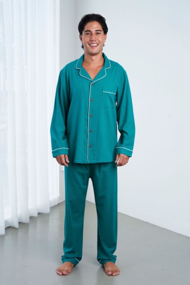 Unisex Hemp Rayon Long Sleeves Pajama Set-Natural