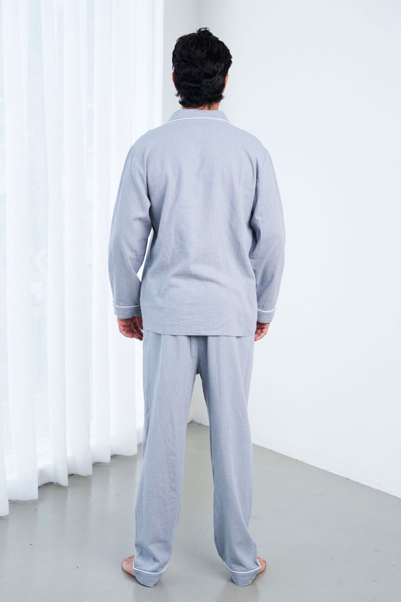 Unisex Hemp Rayon Long Sleeves Pajama Set-Natural