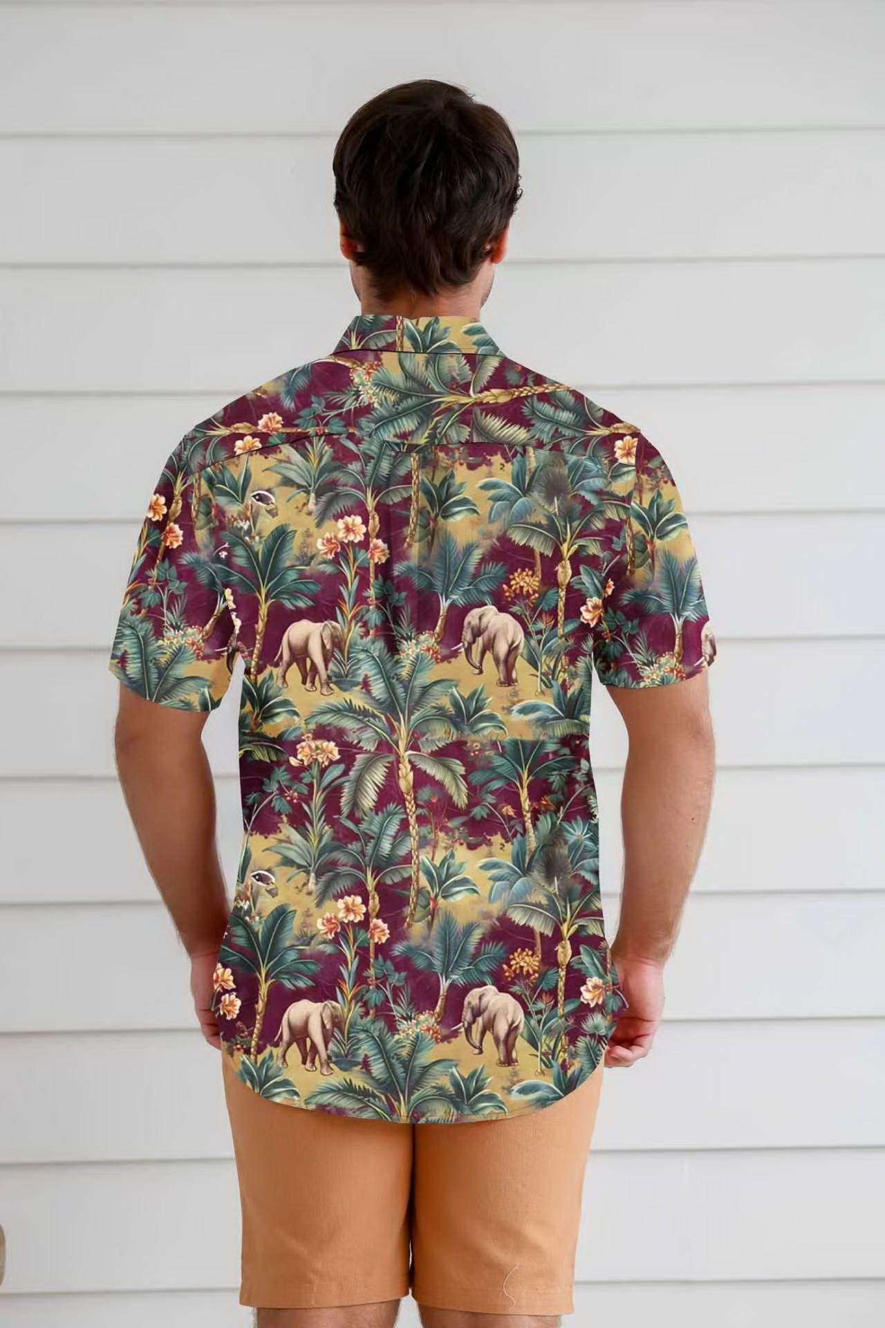 MEN'S HEMP COTTON FLORAL SHORT SLEEVES SHIRT