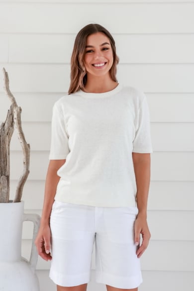 Ladies' Hemp Cotton Boxy Tee-White
