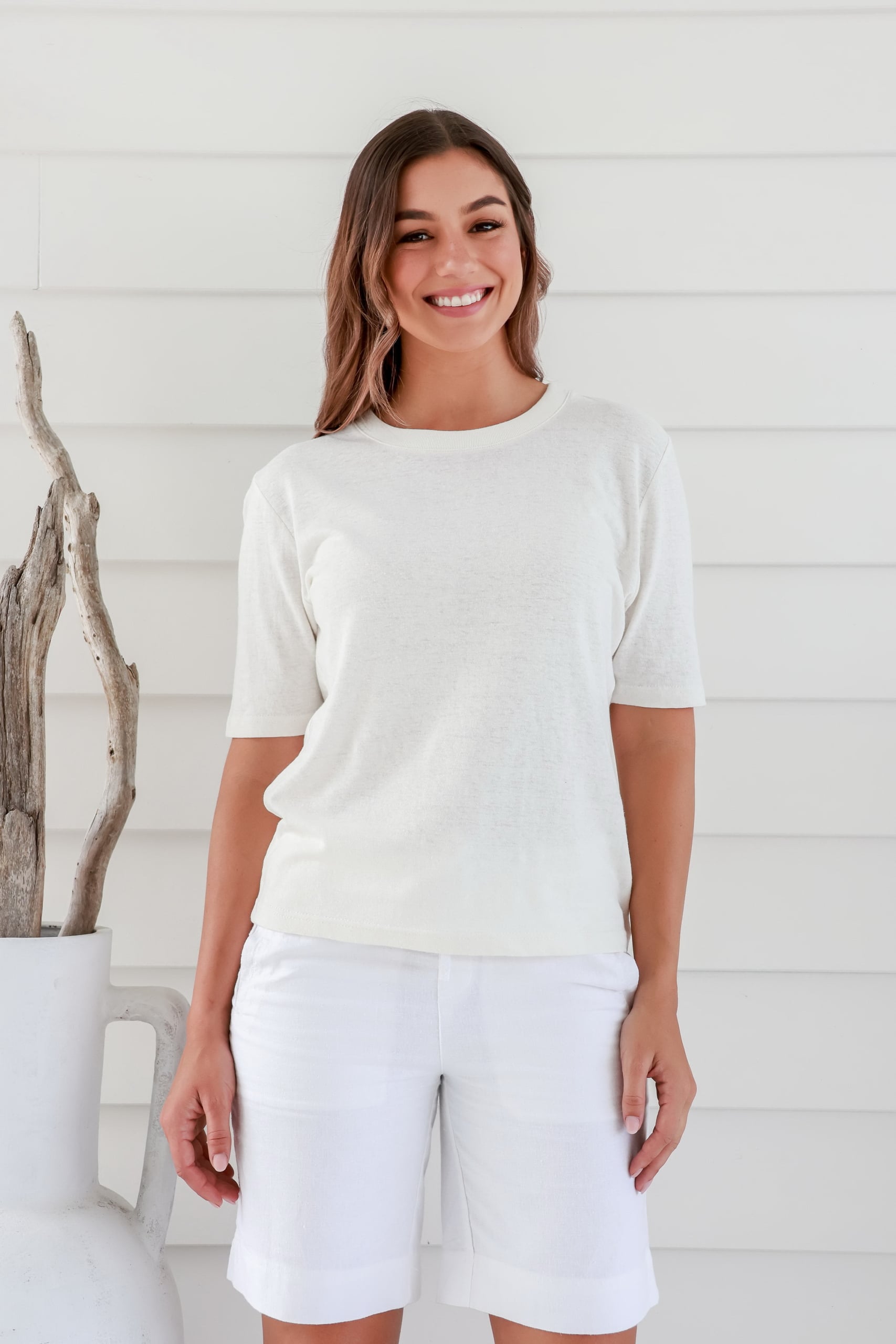 Ladies' Hemp Cotton Boxy Tee-White